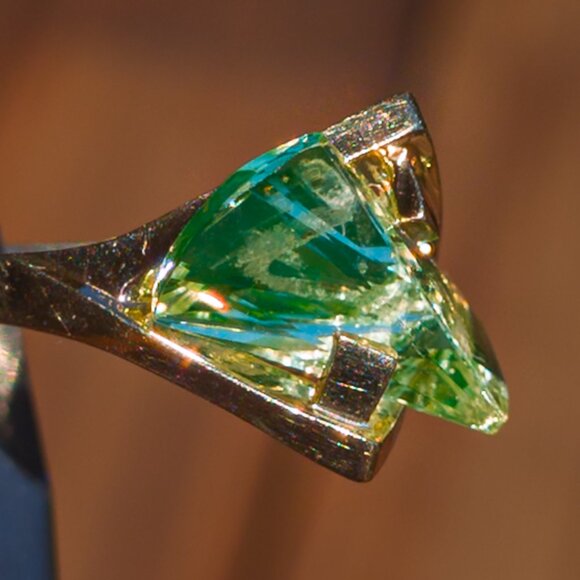 Neon-Lens Spinel Ring | 14 k Gold | Strellman's, c. 1960s - Picture 4 of 17